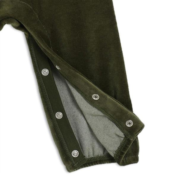 Mini Cuddles Baby Girls Floral Embroidered Dungaree 3pc Set, Green