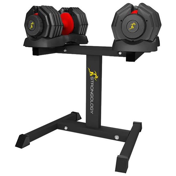 Strongology Homeology Strongology Urban25 Red Adjustable Dumbbell Pair with Free Durable Steel Adjustable Urban25 Dumbbell Floor Stand