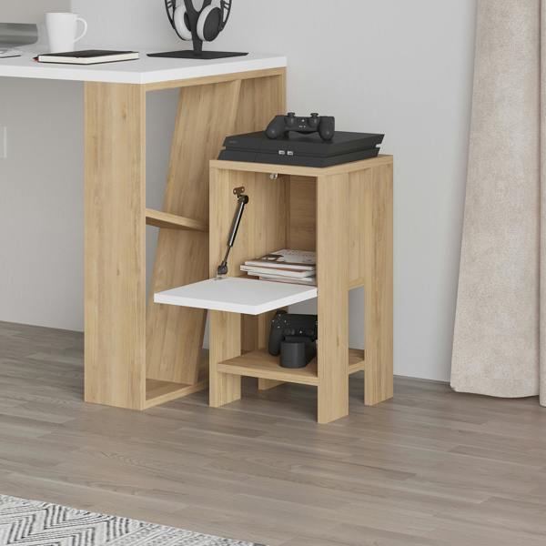 Decortie Ema Modern Bedside Table with Storage Drop-Door Cabinet 30cm Width