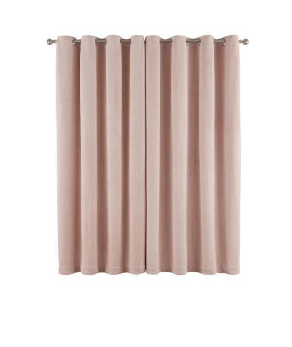 Smart Living Teddy Fleece Eyelet Curtain - Blush