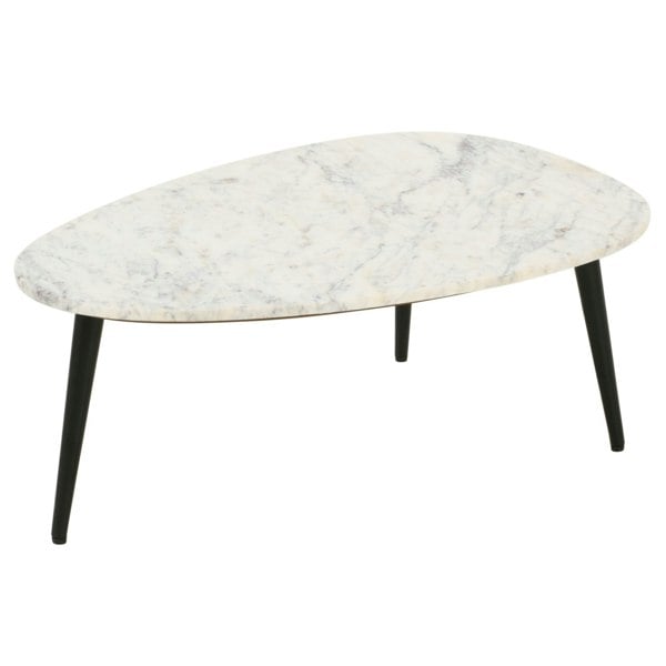 IH Design Miel Coffee Table With White Marble Top and Metal Legs