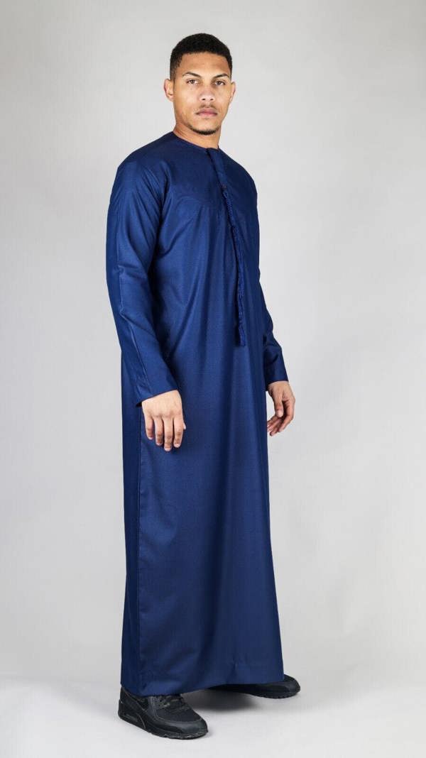 Infinity Leather Men's Thobe Emirati Islamic Jubba Robe Eid Tassel Slim Fit