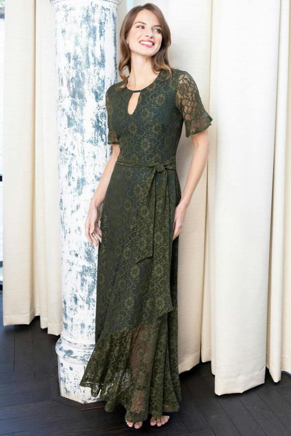 HotSquash Keyhole Lace Dress with Asymmetric Hem