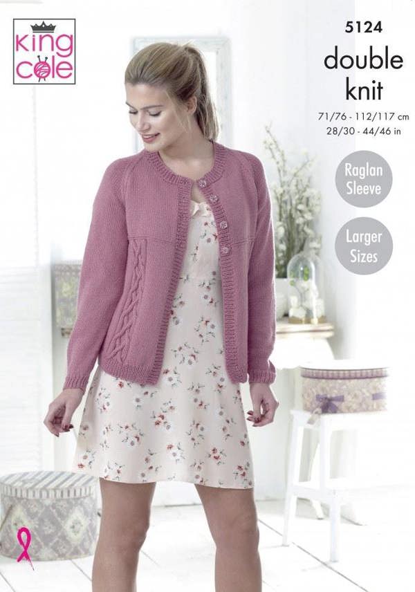 King Cole Cottonsoft DK Knitting Pattern 5124, Cardigans, Sweaters for Women, 28 - 46 Inches
