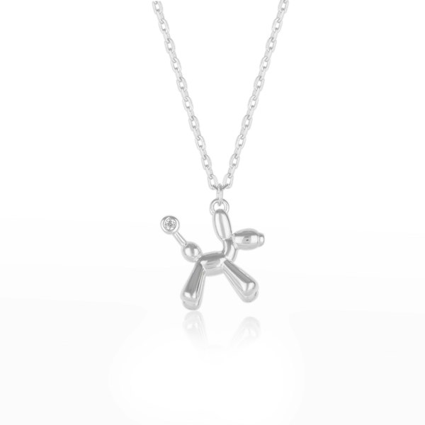 Spero London Balloon Dog Poodle Necklace in Sterling Silver