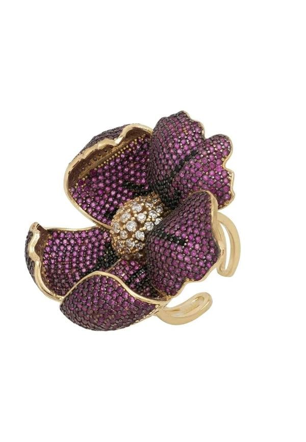 Poppy Flower Red Ring Gold - LATELITA Rings