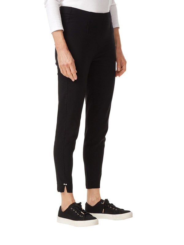 PennyPlain Cropped Bengaline Ankle Grazer Trousers - Black