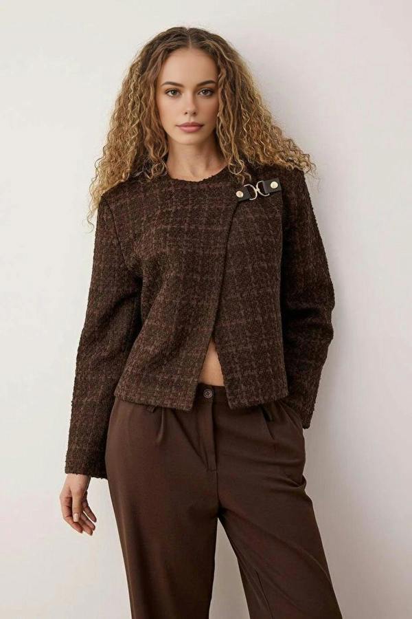 WOVCOR Accessory Closure Woven Glitter Tweed Jacket