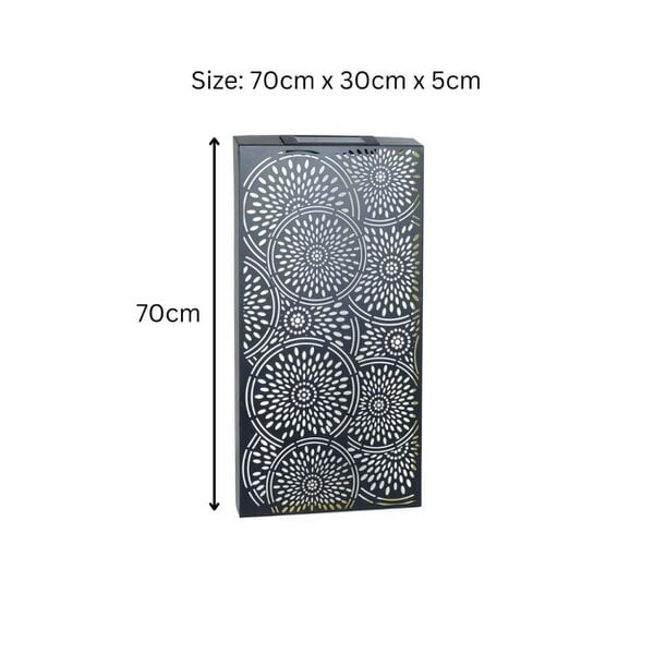 EDH Door Hardware Large Metal Moroccan Solar Wall Panel – 70 x 30 x 5 CM | Solar-Powered Outdoor Wall Art | Weatherproof Decorative Garden Panel