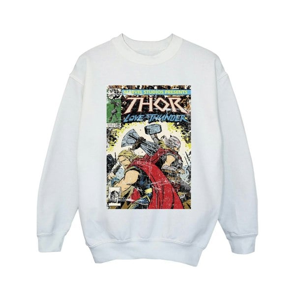 Marvel Girls Thor Love And Thunder Vintage Poster Sweatshirt - White