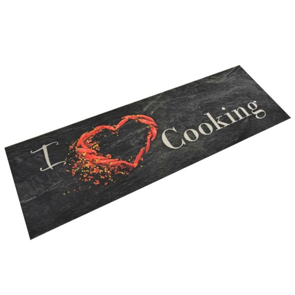Berkfield Kitchen Rug Washable Cooking Black 60x180 cm Velvet