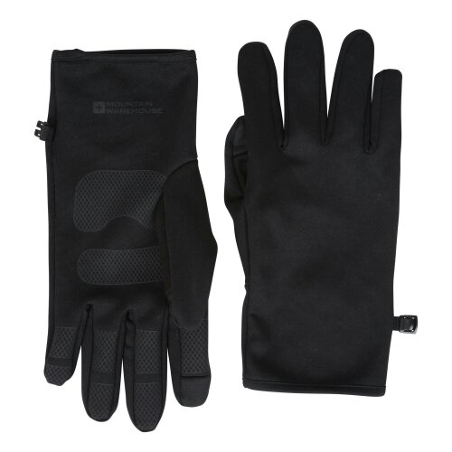 Mountain Warehouse Unisex Adult Water Resistant Nano Fleece Gripped Gloves - Black - Black - 97% Polyester/3% Elastane