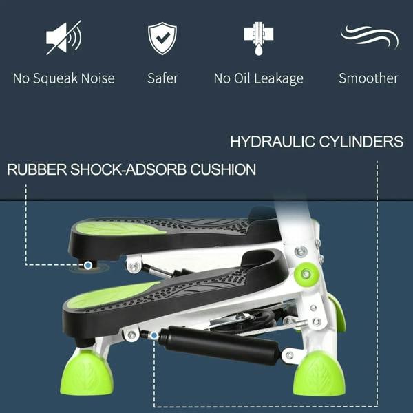Stepper base with rubber shock-absorbing cushion and hydraulic cylinder design