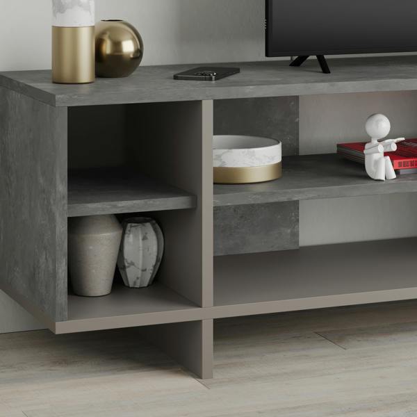 Decortie Modern Stockton TV Unit up to 65 Inch TVs 4-open Shelf Flip-Door Storage TV Cabinet 35.6x160cm Living Room