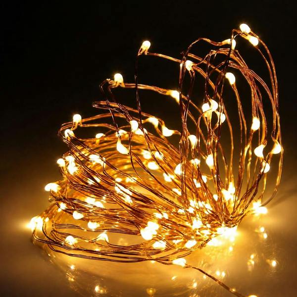 10m Battery Operated Warm White LED Fairy String Lights, Copper Wire, 2 Pack image 1