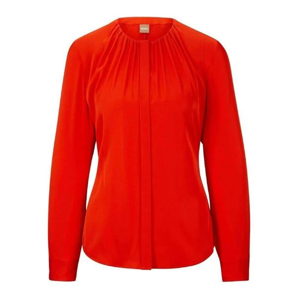 Boss Womens/Ladies Silk Regular Long-Sleeved Blouse - Bright Orange - 