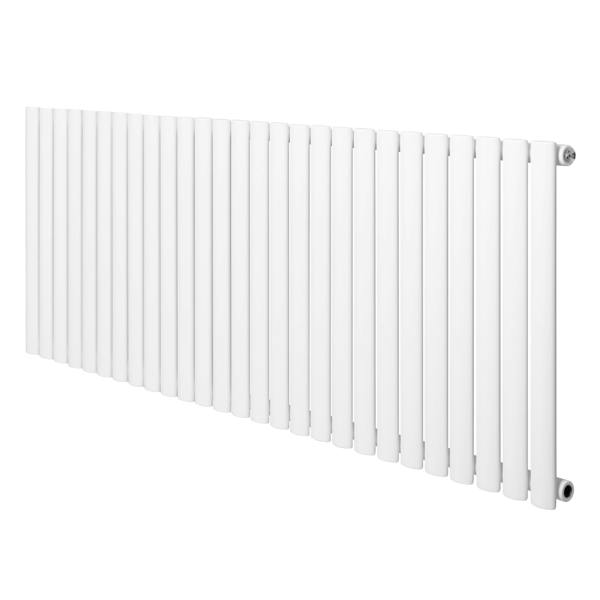 Sleek white oval single column radiator, 600 x 1620mm, featuring smooth, elongated bars for efficient heating and modern design