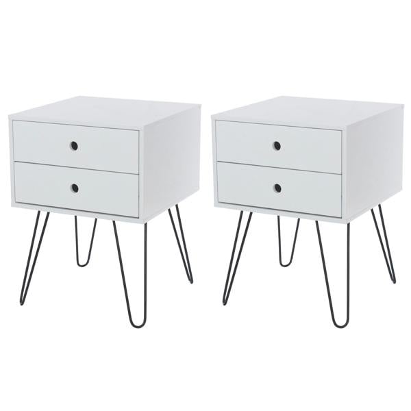 Core Products Set of 2 Telford Shaker 2-Drawer White Bedside Cabinets