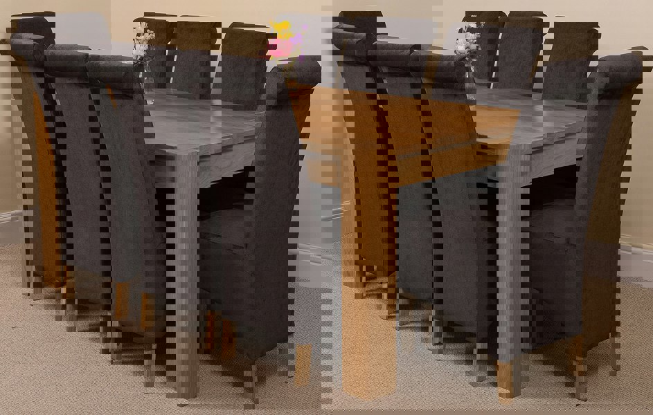 That's Furniture Kuba Large Oak Dining Table with Montana Fabric Chairs