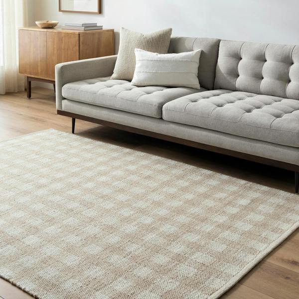 Livabliss Mardin-Hand Woven Tan Ivory Wool Cottage Rug