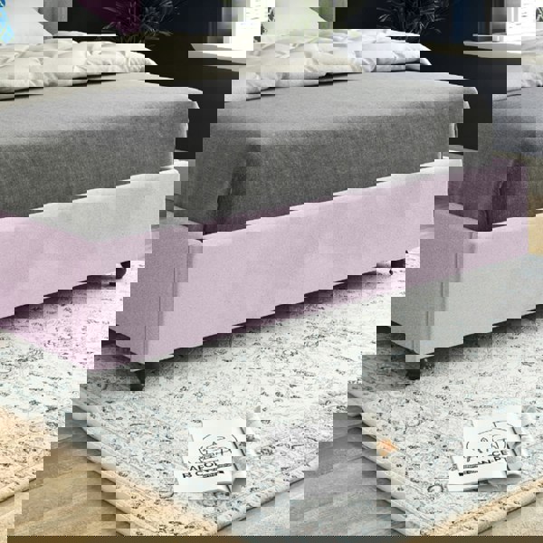 Casa Magna Volta Straight Winged Upholstered Soft Velvet Bed Frame - Pink