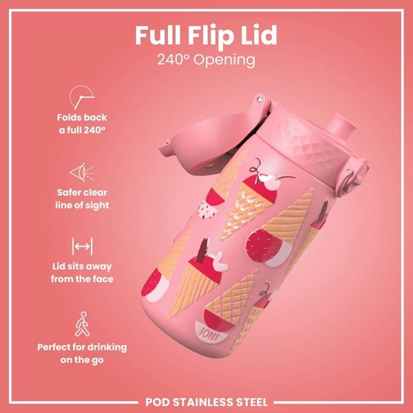 ION8 Leak Proof Thermal Steel Water Bottle, Insulated, Ice Creams, 320ml (11oz)