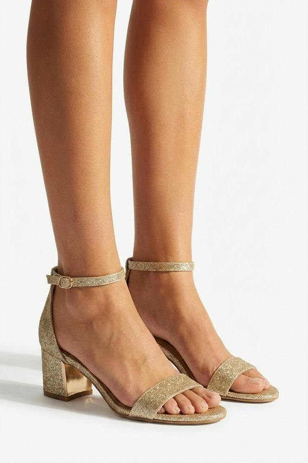 Bella Womens Glitter Block Heel Sandals - CHAMPAGNE_wb