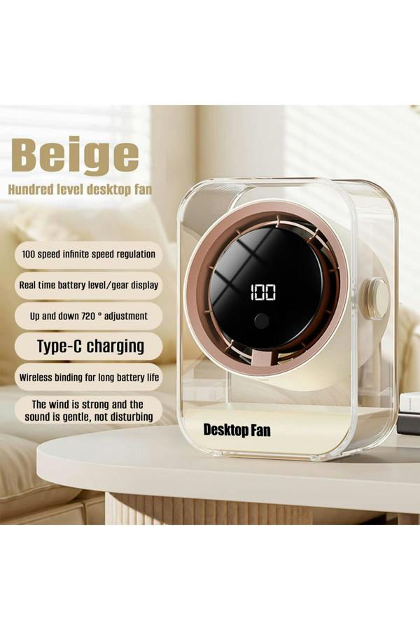 Dyzi Smart Desktop Fan 100 Speed Rechargeable Silent Table Fan