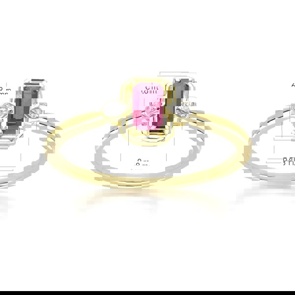 Gemondo Classic Ruby Baguette & Diamond Ring In 9ct Yellow Gold