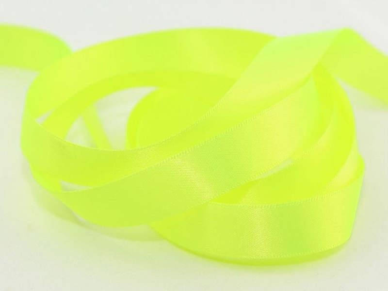 Berisfords 15mm Double Faced Satin Ribbon - 6846 Fluorescent Yellow - per metre