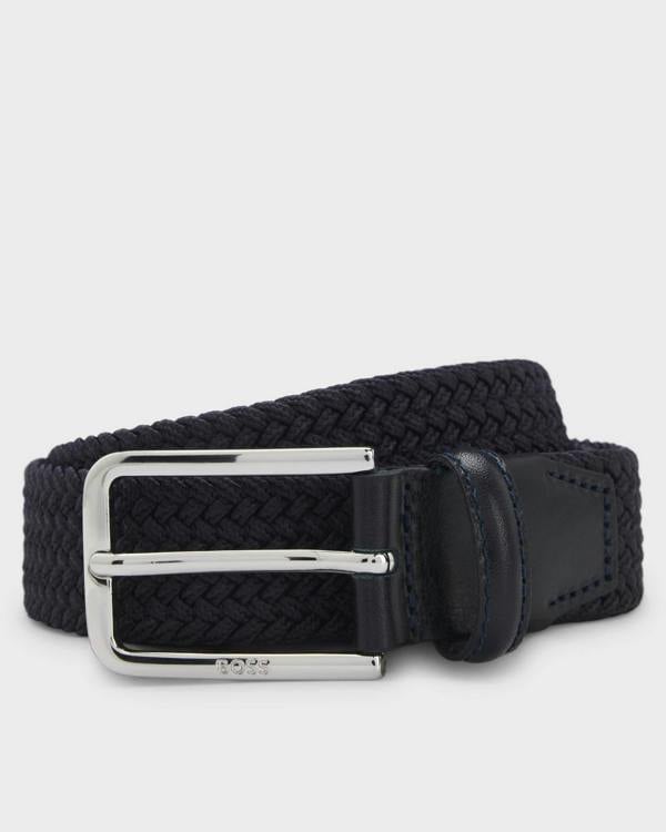BOSS Orange Clorio Mens Fabric Belt - Navy 410 | CHO | Designer Mens Belts