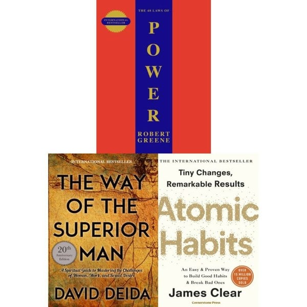 Way of the Superior Man, Laws Of Power, Atomic Habits 3 Book Set