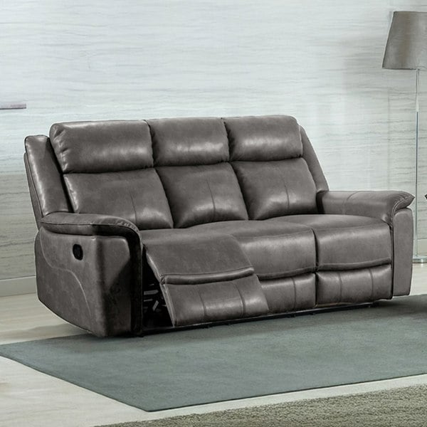 Furnishings For Less Toronto Reclining Leather-Like 3 Seater Sofa Black or Grey