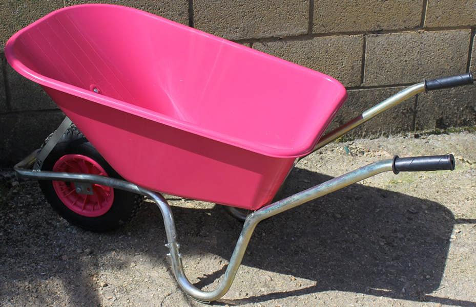 Bristol Tool Company 1894 Big Mucker 100 L/120 kg Wheelbarrow, Deep Plastic Pan with Puncture-Proof Wheel, Pink