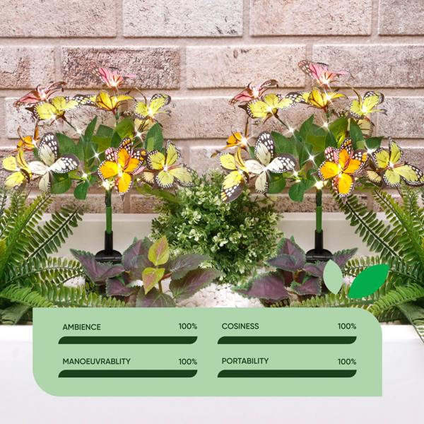 Gardenwize Pack of 2 Solar Butterfly Stake Lights – Colour Changing LED Garden Lights