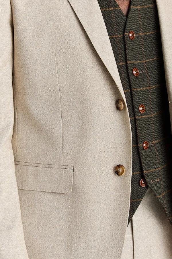 Paul Andrew Belmont Beige Suit with Harris Green Tweed Waistcoat
