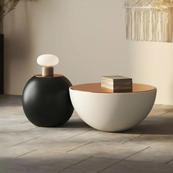 Cleo Coffee Table Set, Black & White, Glass Top-Rit Concept-Rit Concept