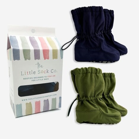 Little Sock Co. 2 Pack of All Weather Stay-on Booties - Showerproof & Windproof - 0-6 month - Thor + Breeze