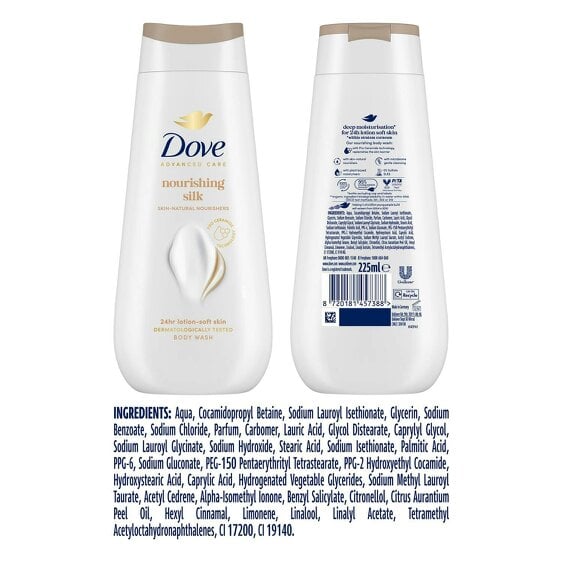 Dove Advanced Care Nourishing Silk Body Wash 24H Renewing Micromoisture, 4x225ml