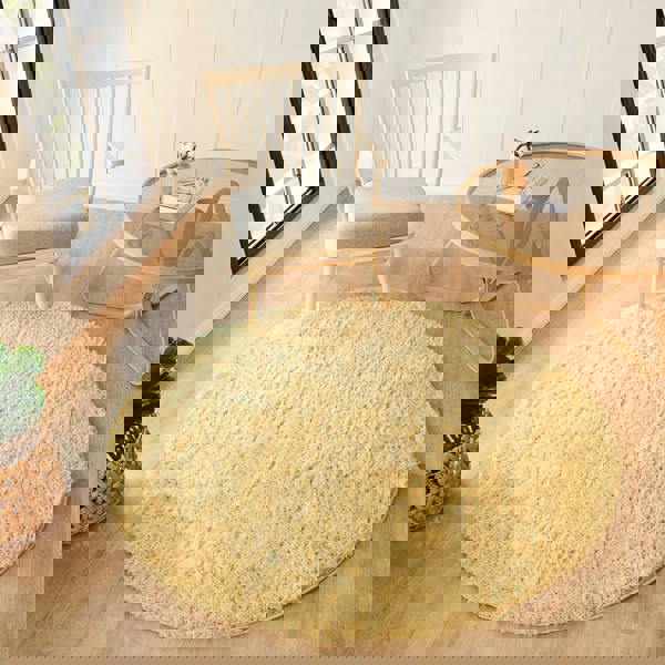 Livabliss Moda Shag-Solid Color Yellow Plush Soft Pile Rug
