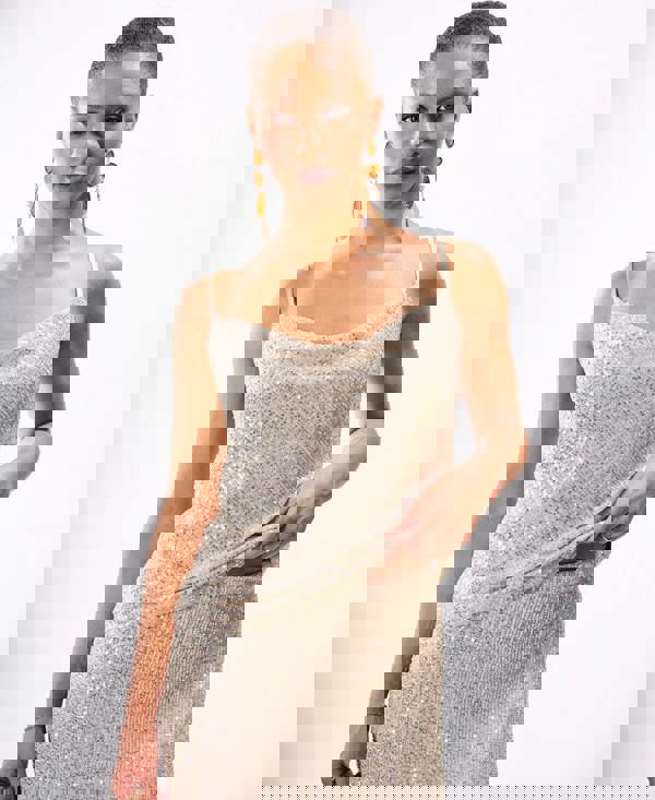 Cream Sequin Cowl Neck Cami Top