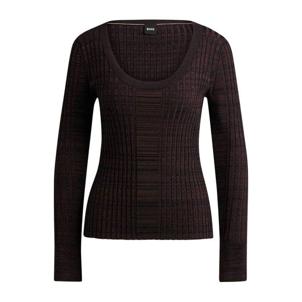 Boss Womens/Ladies Firama Scoop Neck Sweater Top - Brown