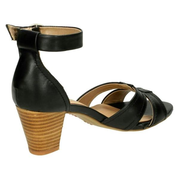 Spot On Ladies Spot On Heeled Ankle Strap Sandal with Stitched Vamp