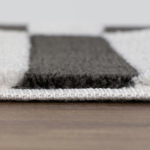 Loft Striped Dark Grey Rug High-low Pile