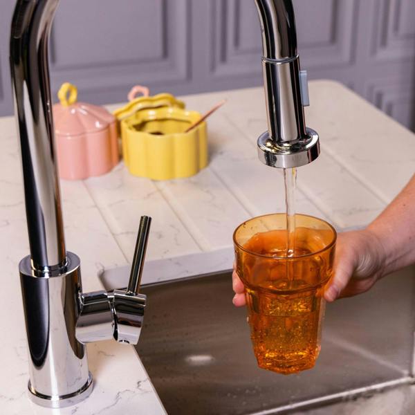 Flode Runda | Kitchen Sink Mixer with Pull out Spray | Chrome | Round Head