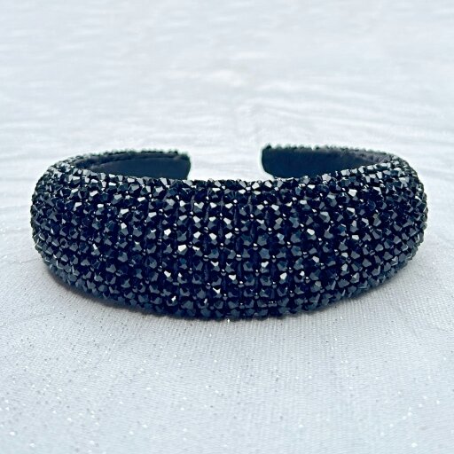 QueenMee Accessories Black Sparkly Headband Wide Beaded Hair Band