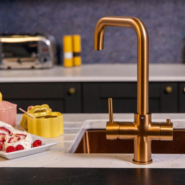 Flode Kyld 4 in 1 Instant Boiling & Cold Water Tap with Filtered Chilled Water | Brushed Copper Finish