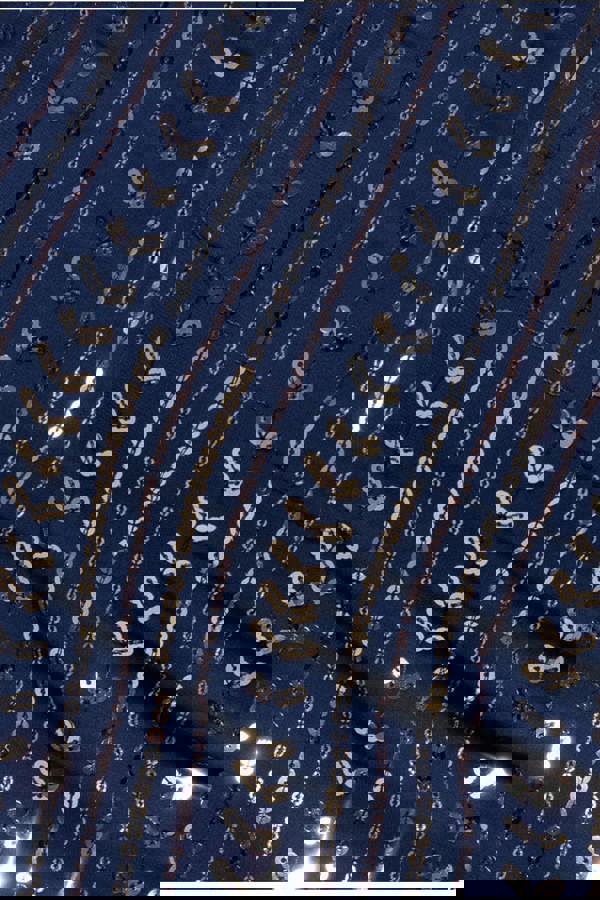 Patterned Sequin Cut Out Midi Dress - Navy DR3756