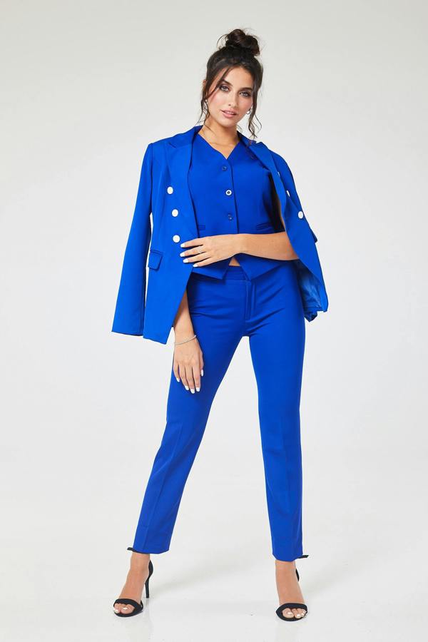 LuvForever Cobalt Blue 4-Piece Trouser Skirt Suit