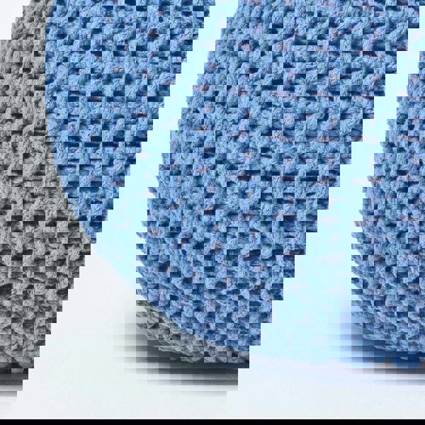 HOMESCAPES Round Cotton Knitted Pouffe Footstool Bean Filled Hand Knitted